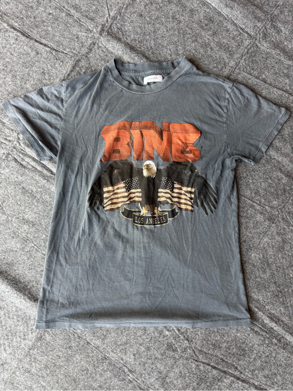 Anine Bing Gray Grey Eagle “Bing Los Angeles” Graphic T-Shirt